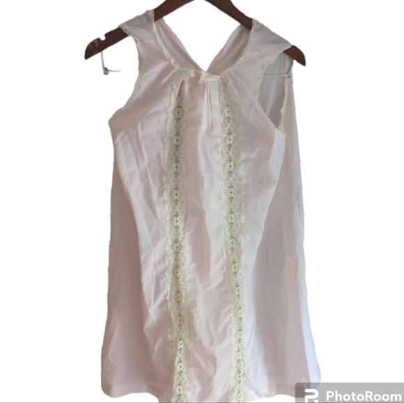 VTG Pale Pink Feminine Embroidered Lace Nightgown Small Sheer Cottage - Picture 1 of 9